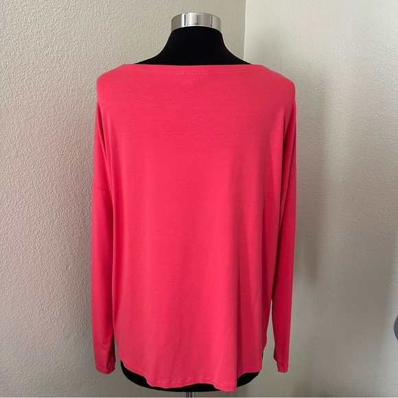 EILEEN FISHER Scoop Neck Dolman Long Sleeve Jersey Pink Coral Blouse Size L - Picture 7 of 11